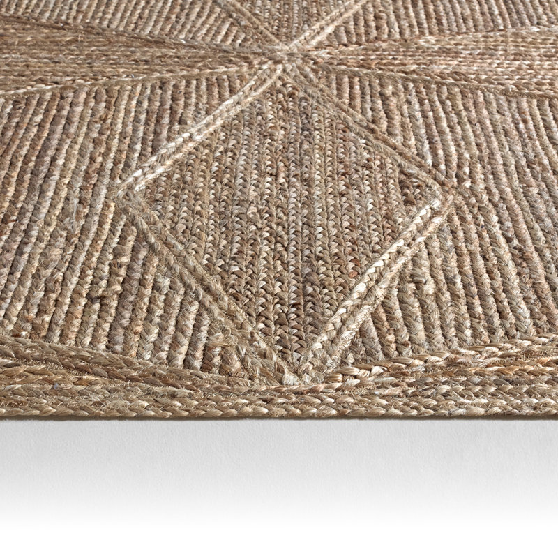 Bancroft Geometric Handmade Dhurrie Jute Beige Area Rug, Rectangle 10' x 14'