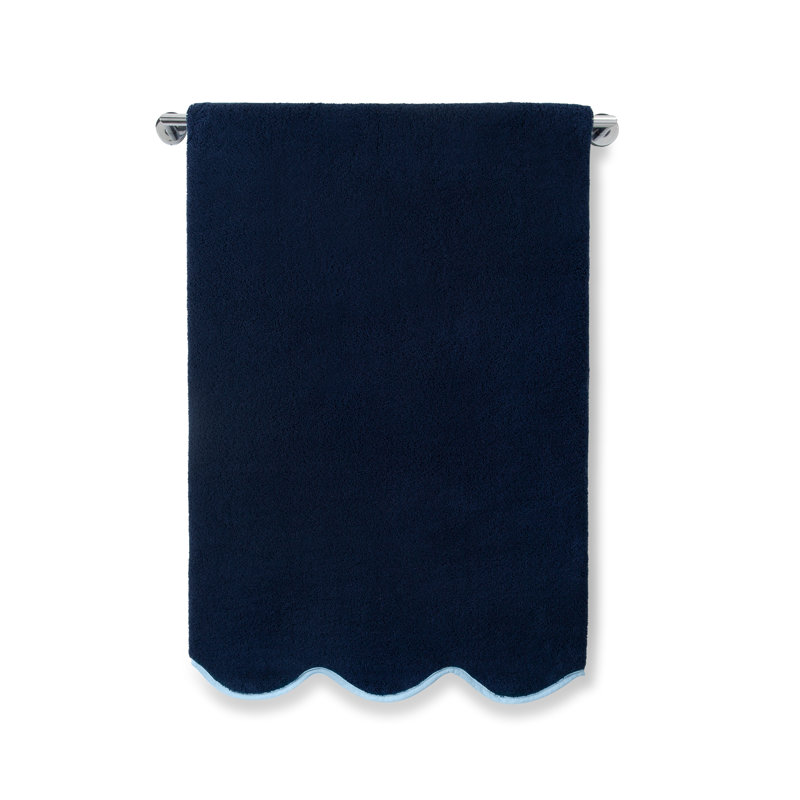 Scalloped Hand Towel, Navy