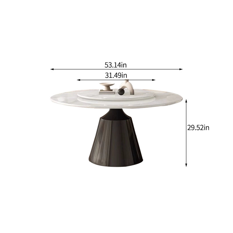 Table de salle à manger ronde en marbre, H 29,52 po x L 53,14 po x l 53,14 po