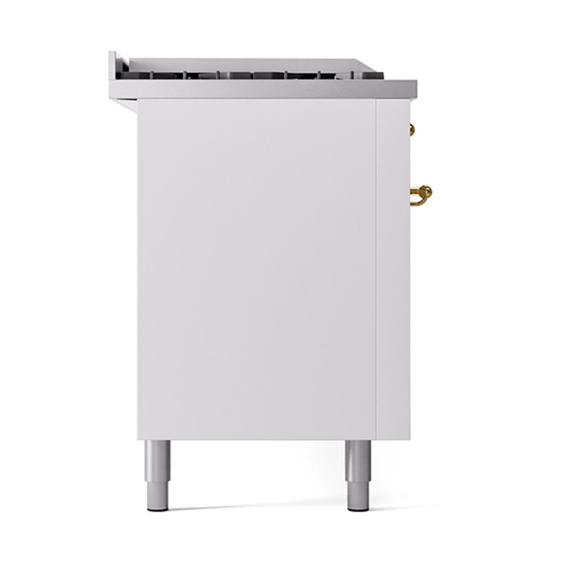 Cuisinière à double combustible ILVE Nostalgie II Series 60 po avec 7 brûleurs scellés, plaque de cuisson et table française (propane liquide, porte pleine)