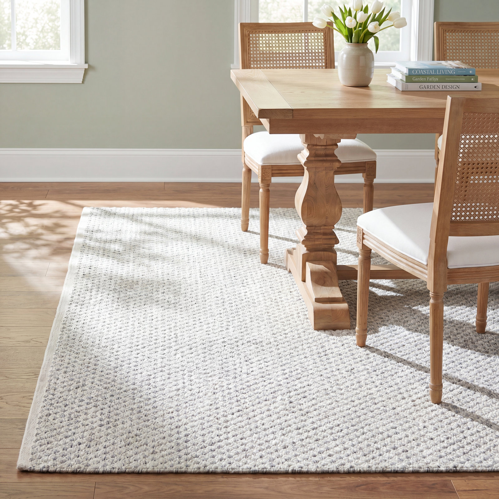 Hinton Gray Hand-Woven Outdoor Geometric Rug, Rectangle 2' x 3'