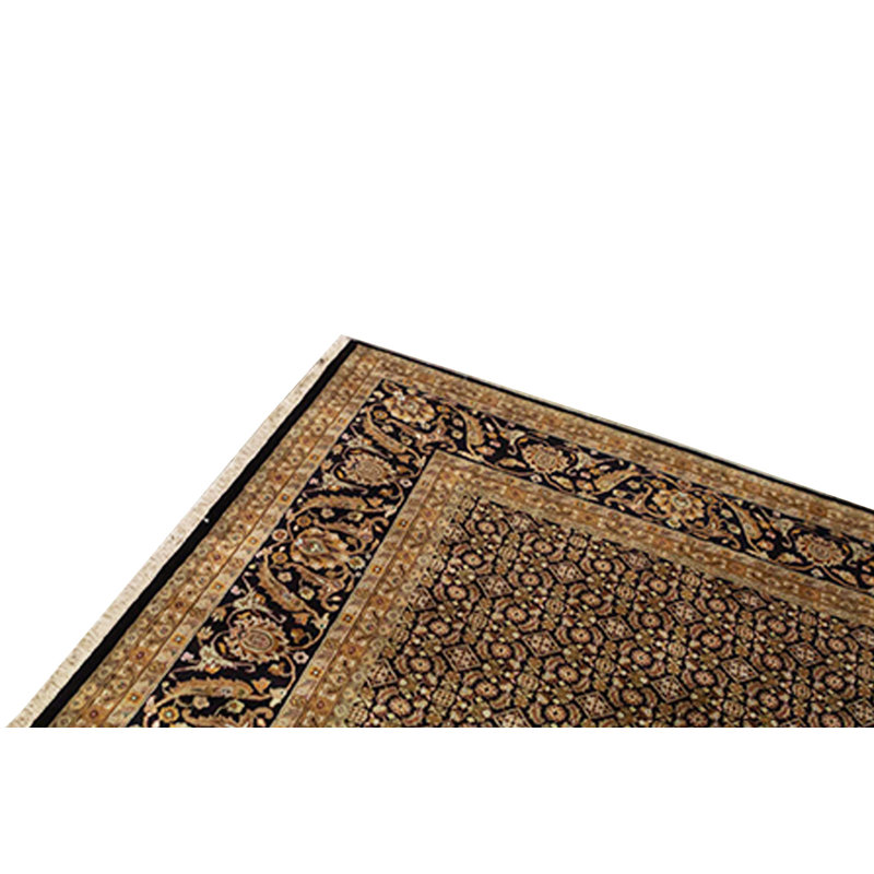 Wool Area Rug in Black, Rectangle 8'9" x 11'10"