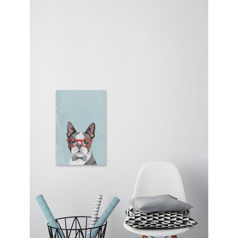 Geeky Puppy 1 Piece Wrapped Canvas Painting, 38 cm H x 25 cm W x 3.81cm D
