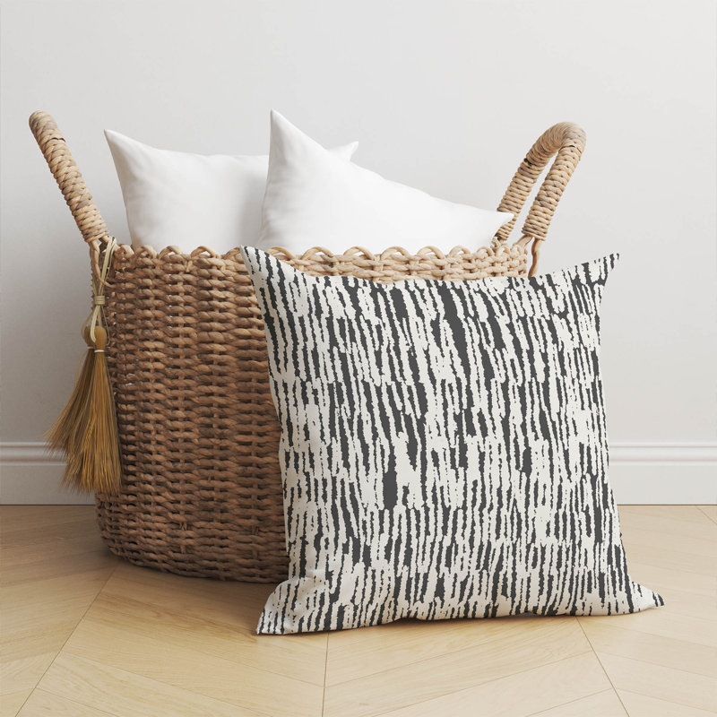 Coussin Strands, Ivoire/gris anthracite, H 26 po x l 26 po