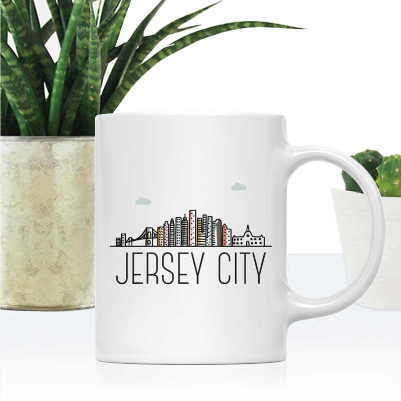 Tasse à café Colorful City Skyline, Ville de Jersey