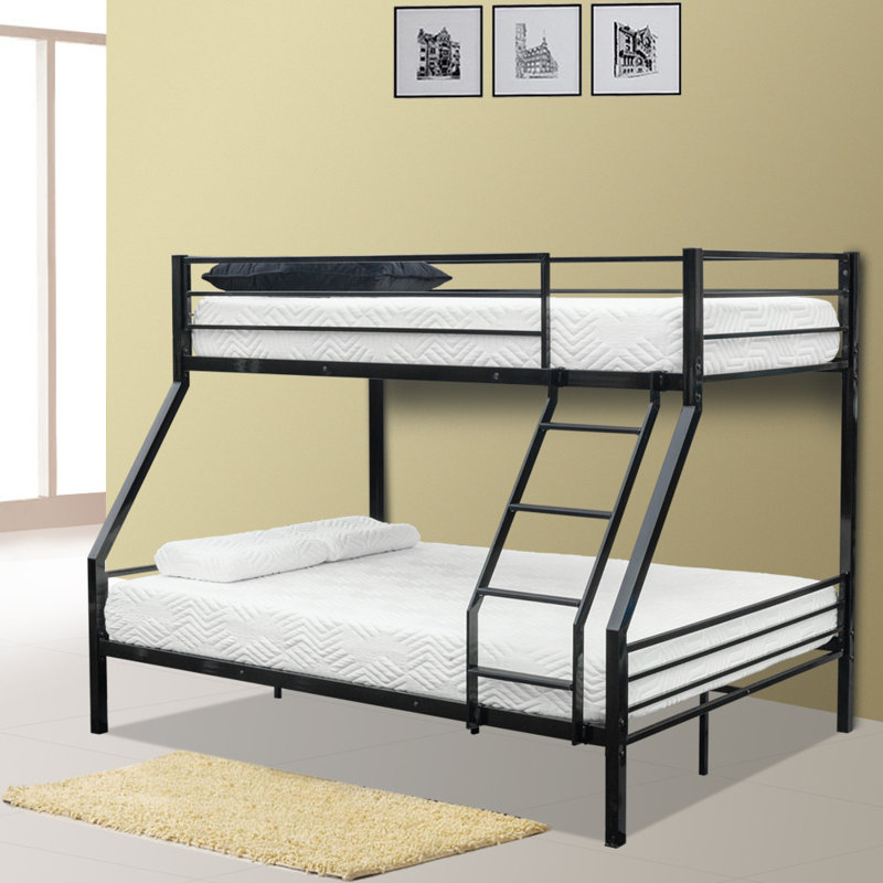 Bunk Bed For Kids Teens Adults/Flat Steps/Heavy Duty Metal Slat, Twin Over Full