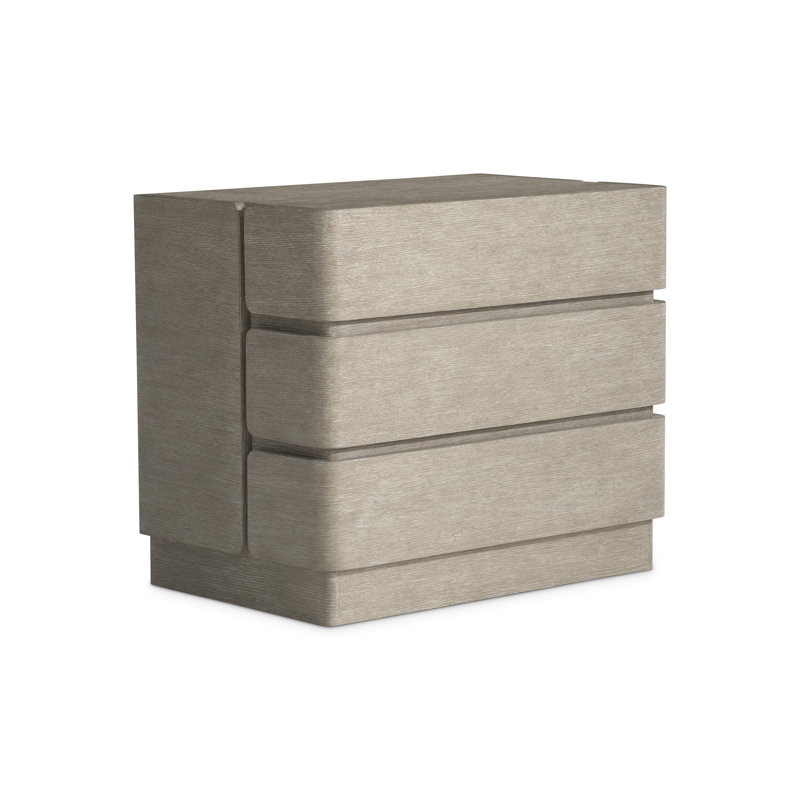 Clay Finish Oak 3-Drawer Modern Nightstand