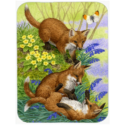Fox Cubs Glass Cutting Board
