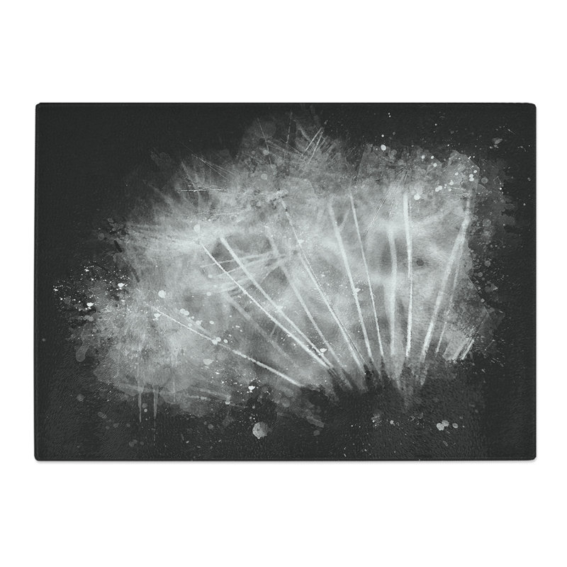 Tempered Glass Dandelion Seed Sketch Chopping Board, 28.5 cm x 39 cm