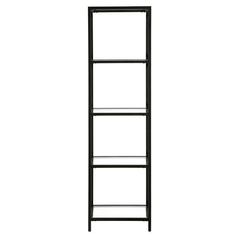 Celine 167.6cm H Steel Standard Bookcase, Black, 66" H x 76.2" W x 15" D