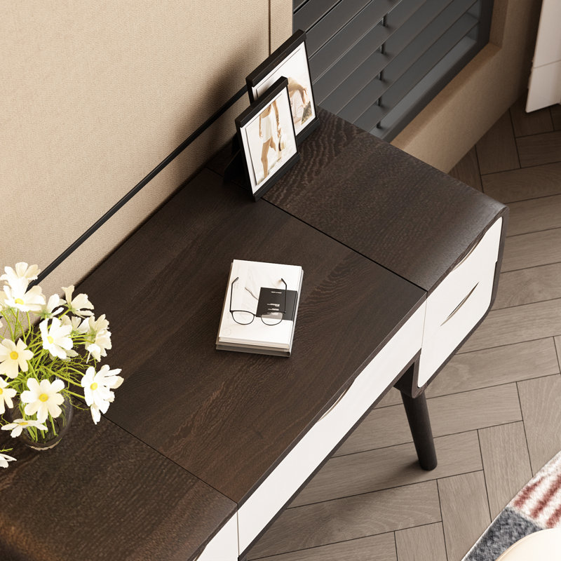 High-quality Makeup Vanity set, Includes makeup stool,Very easy to assemble,Hidden mirror, can be used as a desk, Black