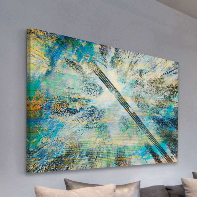Tall Tree Road Abstract Blue and Green Canvas Art