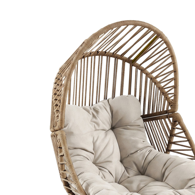 Fauteuil lounge contemporain Cocoon, de couleur naturelle et crème, Natural and Cream