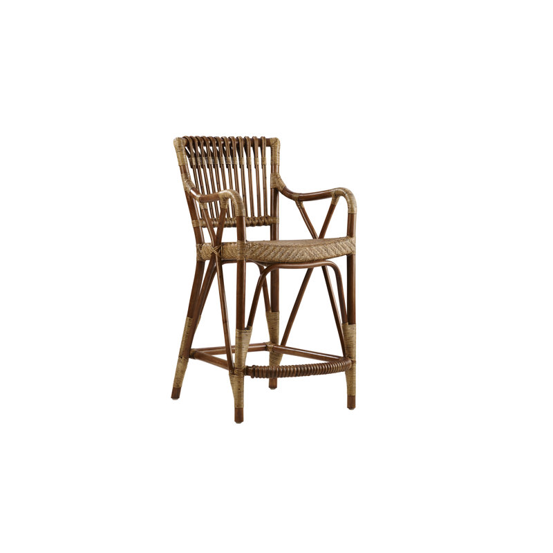 Blues Rattan Counter Stool, Antique