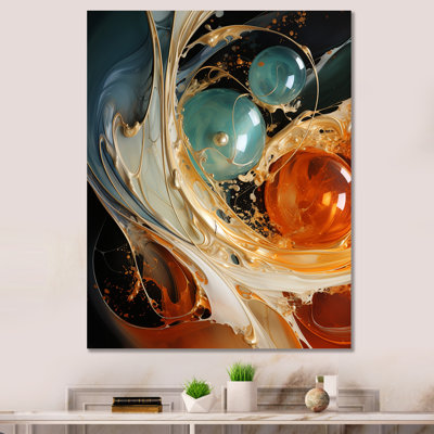 Orange encre tempête V - art mural abstrait