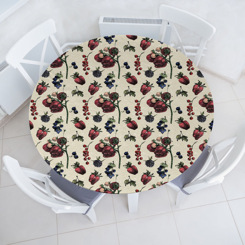 Ebern Designs Vintage Fitted Round Tablecloth Diameter Multicolor