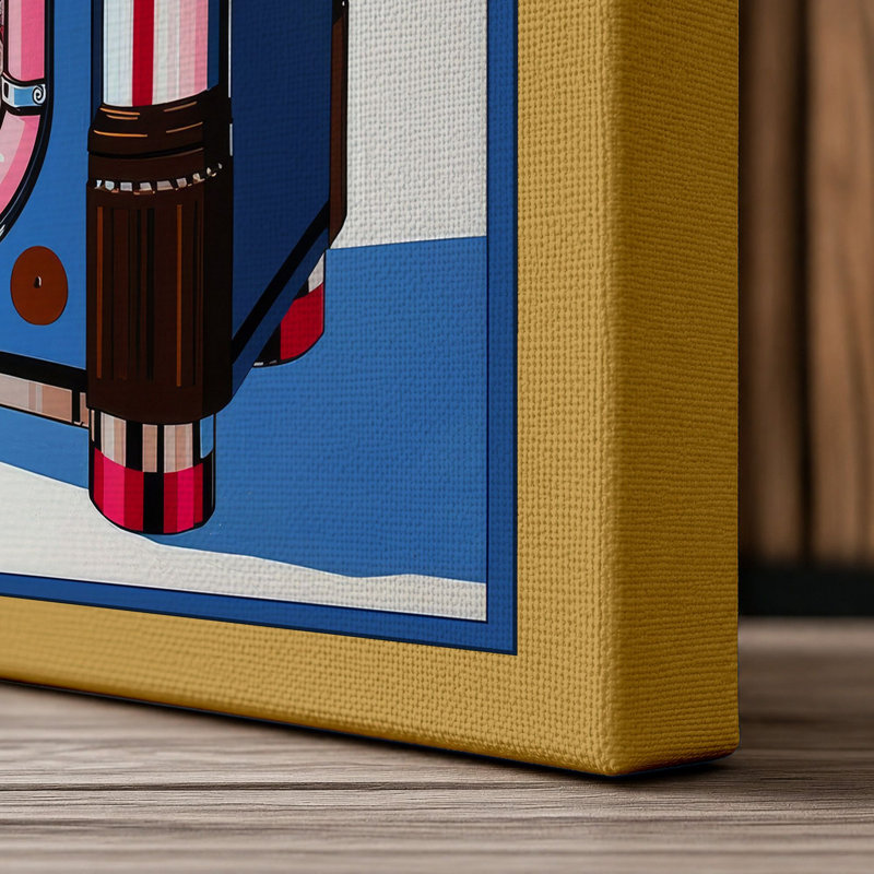 Jukebox Retro - Wrapped Canvas, 30x20 - 76.2 x 50.8 cm, Ochre Border