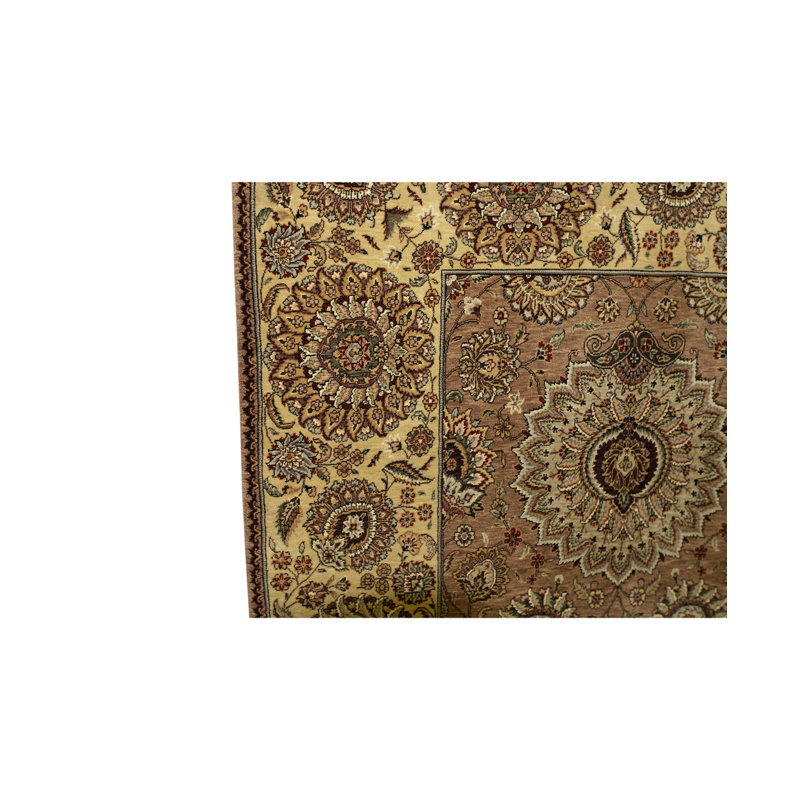 Tapis brun et doré de haute qualité noué à la main