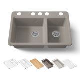 Riverby® 33" undermount double-bowl workstation kitchen sink