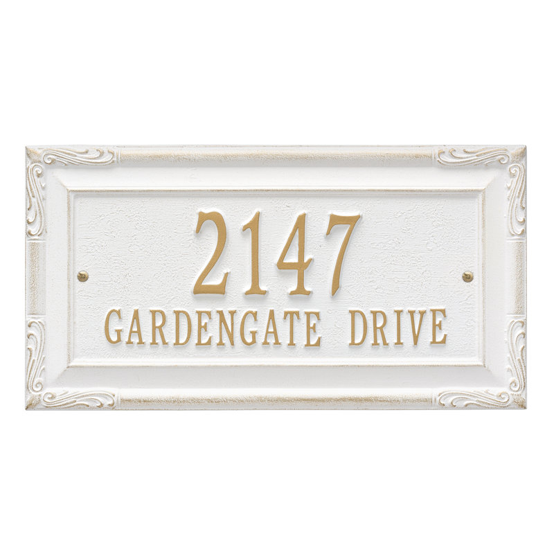 Gardengate Personalized Grande 2-Line Wall Address Plaque, Yes, White/Gold