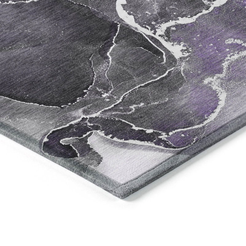 Tapis intérieur / extérieur en polyester tissé à la machine Kyrie, Rectangle 2 pi 6 po x 3 pi 10 po