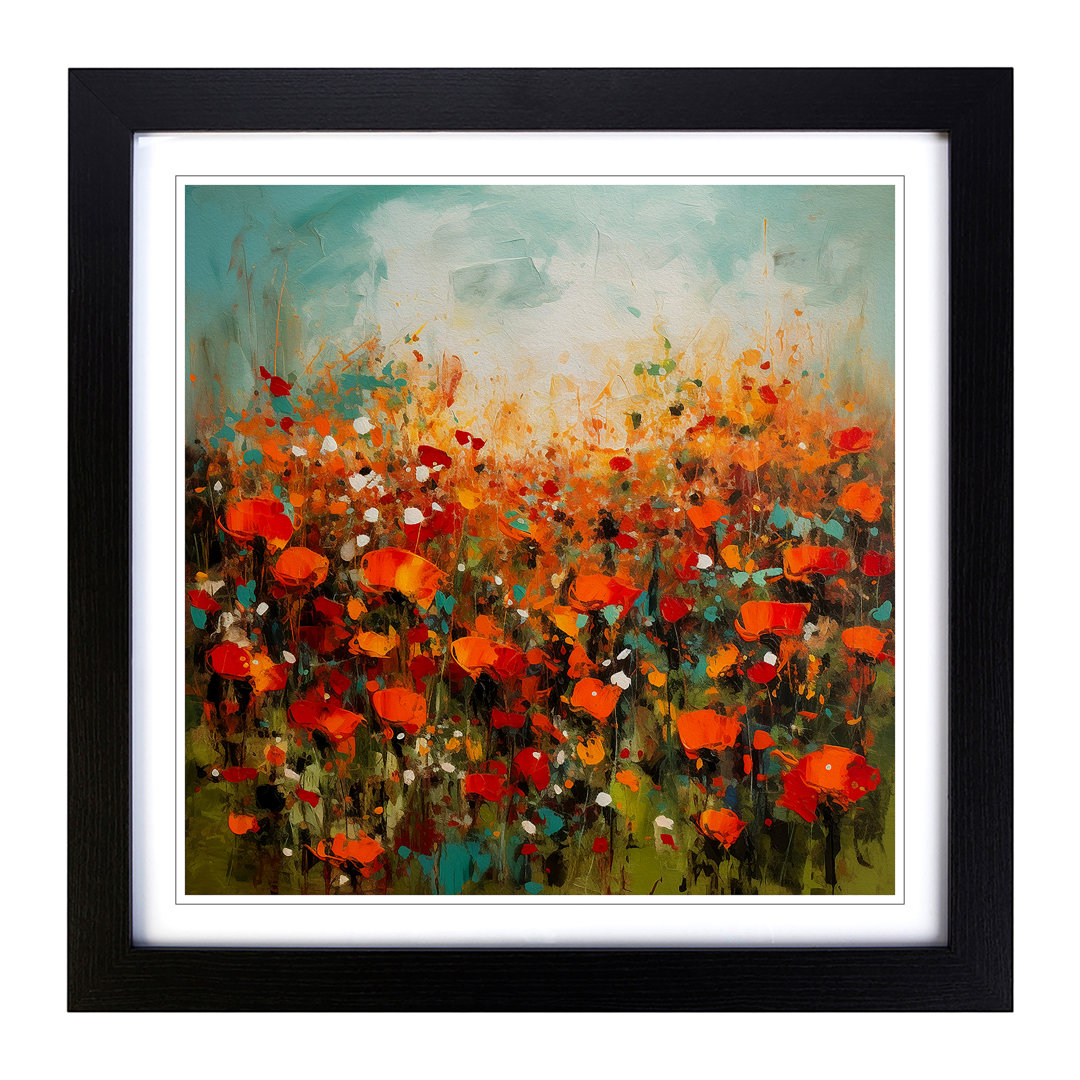 Poppy Field Abstract Expressionism - Framed Print