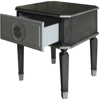 Baretta 1 - Drawer End Table in Charcoal and Gray