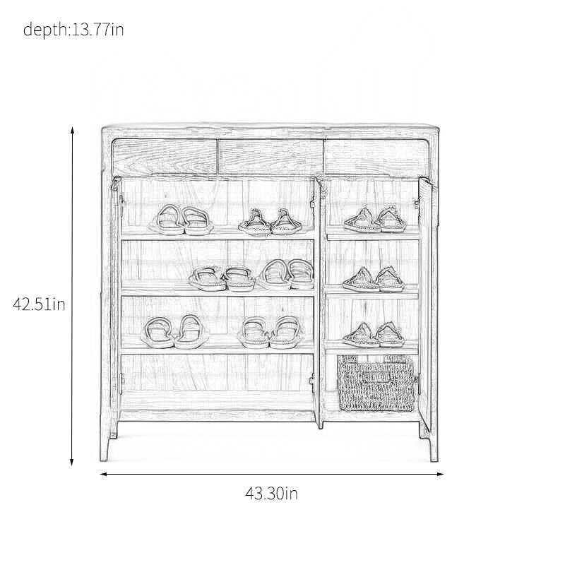 All Solid Wood Shoe Cabinet Modern Simple 22 Pair Solid Wood Shoe Storage Cabinet, Natural