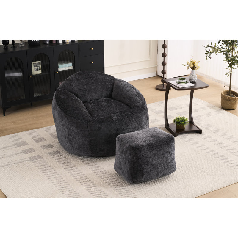 Foam Bean Bag Chair For Basement - Chenille Cover, Absorbs , 42.52In Diameter, 20.47In Height, Comfortable Seating Comfy With Cover Filling, Wicking, Multi-Purpose Seat
