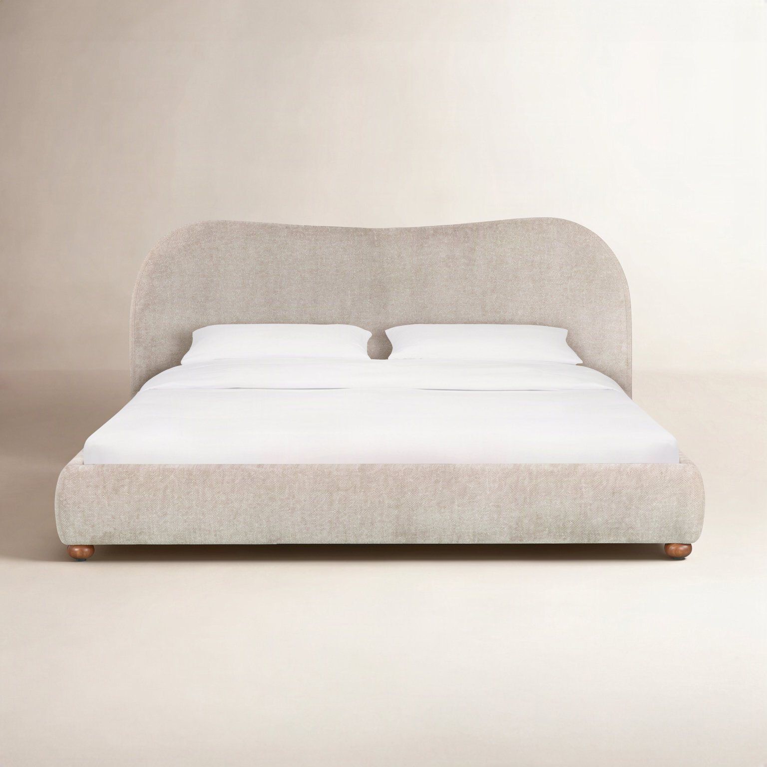 Liza Upholstered Bed, King, Light Brown Chenille