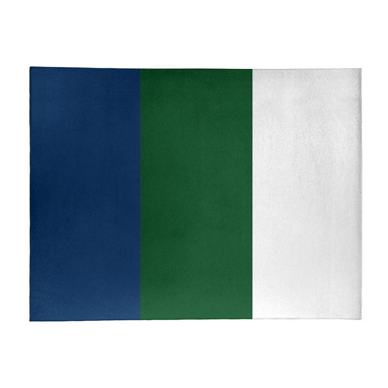 Tapis à rayures bleu marine/vert, Rectangle 3 pi x 5 pi