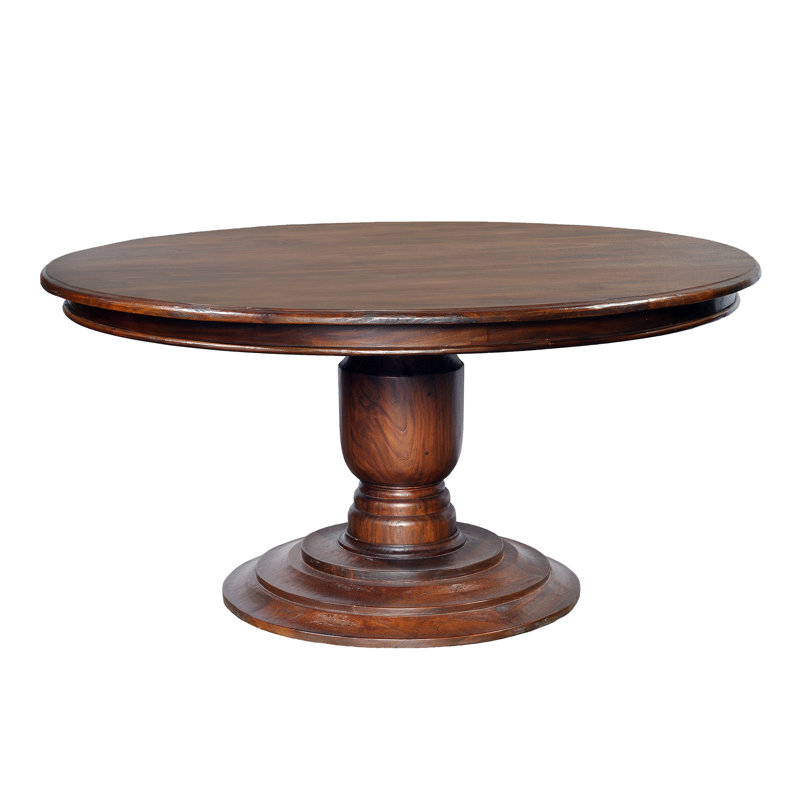Attah Mahogany Round Solid Wood Dining Table, 30" H x 60" L x 60" W,  Gray Wash, Gray Wash