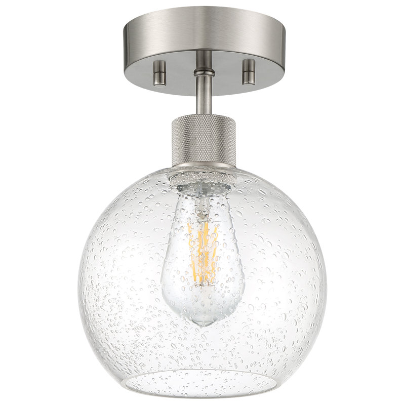 Southglenn Glass Semi Flush Mount, Brushed Steel