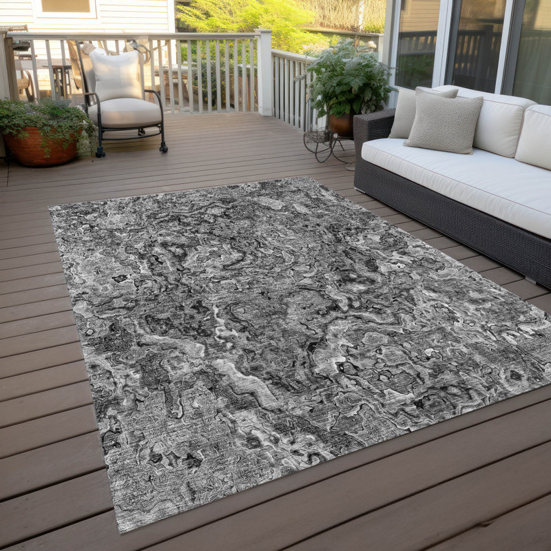 Tapis intérieur / extérieur en polyester tissé à la machine Malchow, Rectangle 9 pi x 12 pi