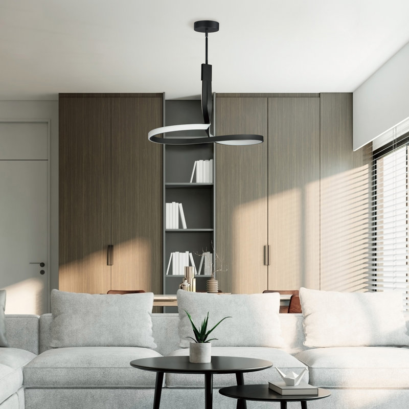 Luminaire suspendu à DEL 1 lumière noir mat Aliaya