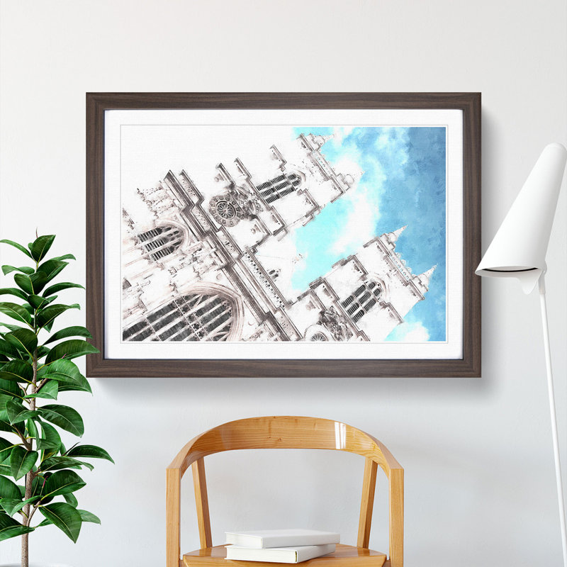 Westminster Abbey in London - Picture Frame Painting Print, 62cm H x 87cm W x 2cm D, Walnut Framed