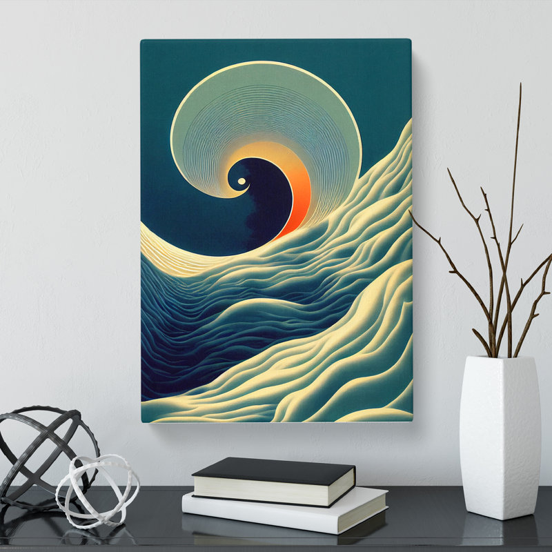 Ocean Art Deco Style - Wrapped Canvas, 76cm H x 50cm W x 3cm D