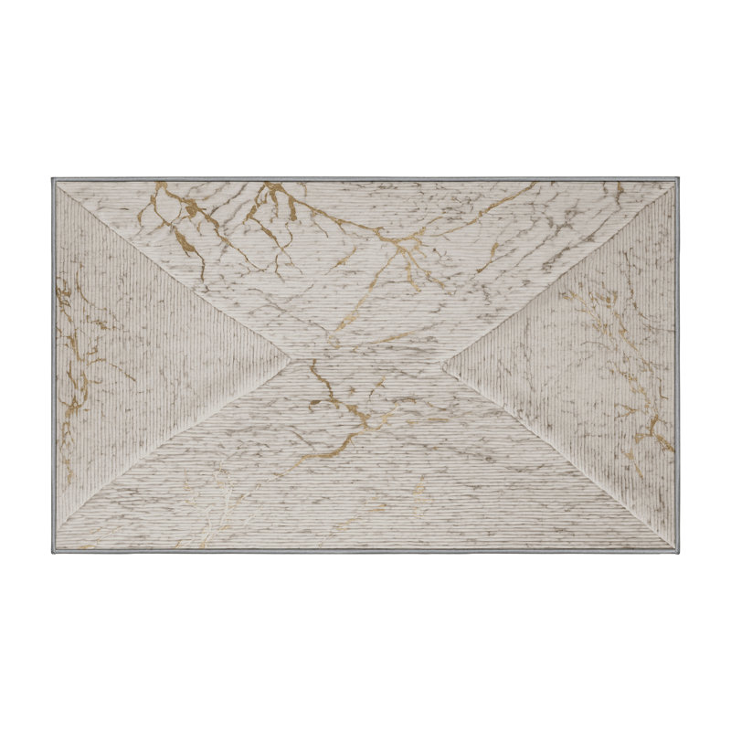 Machine Washable Gray Area Rug, Rectangle 6' x 9'