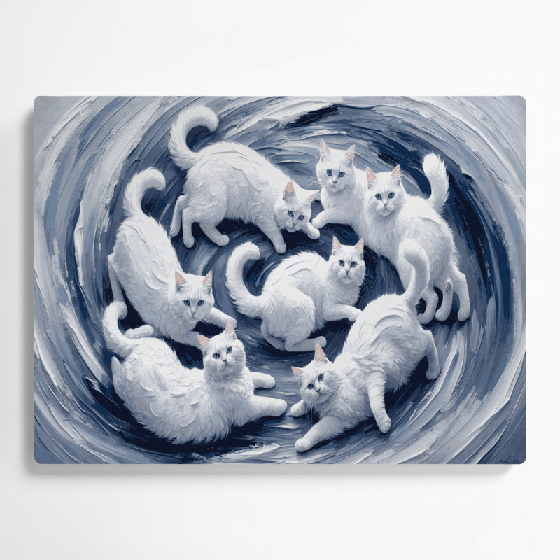 Cats Russian White Grey Metal Wall Art, 11" H x 14" W