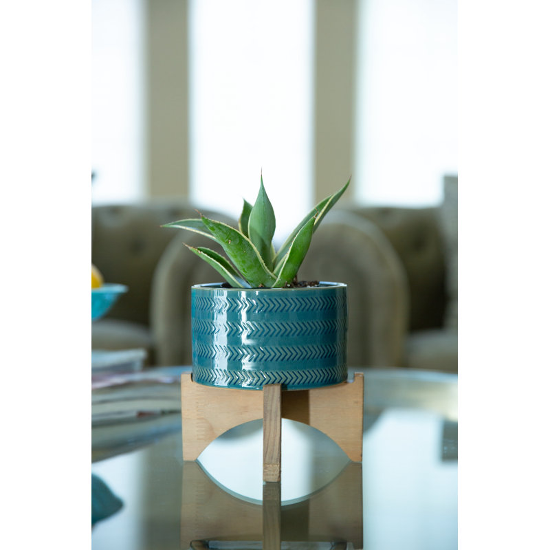 Heavenly Handmade Ceramic Pot Planter, Teal