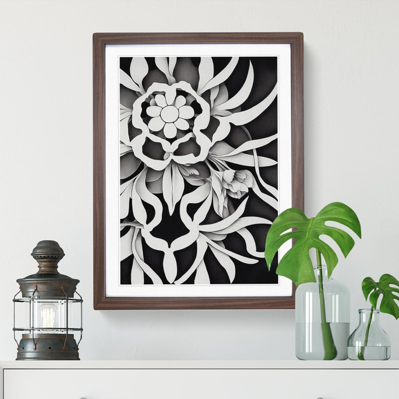 The Adventurous Flower - Single Picture Frame Print, 46cm H x 34cm W x 2cm D, Walnut Framed