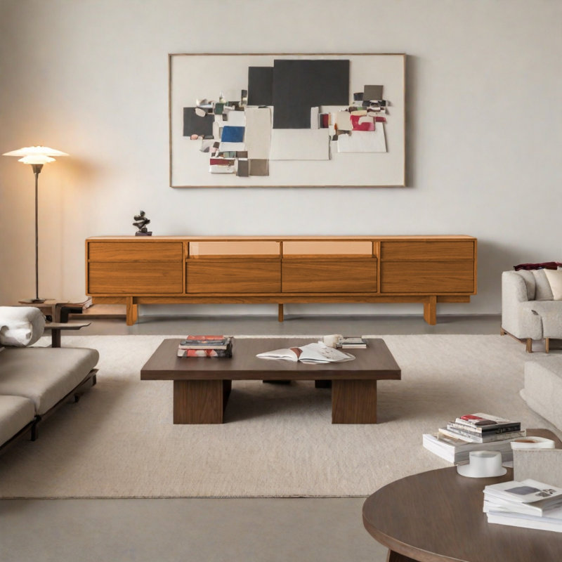 Meuble télé Retro Rib - Mid-Century, Brun noyer