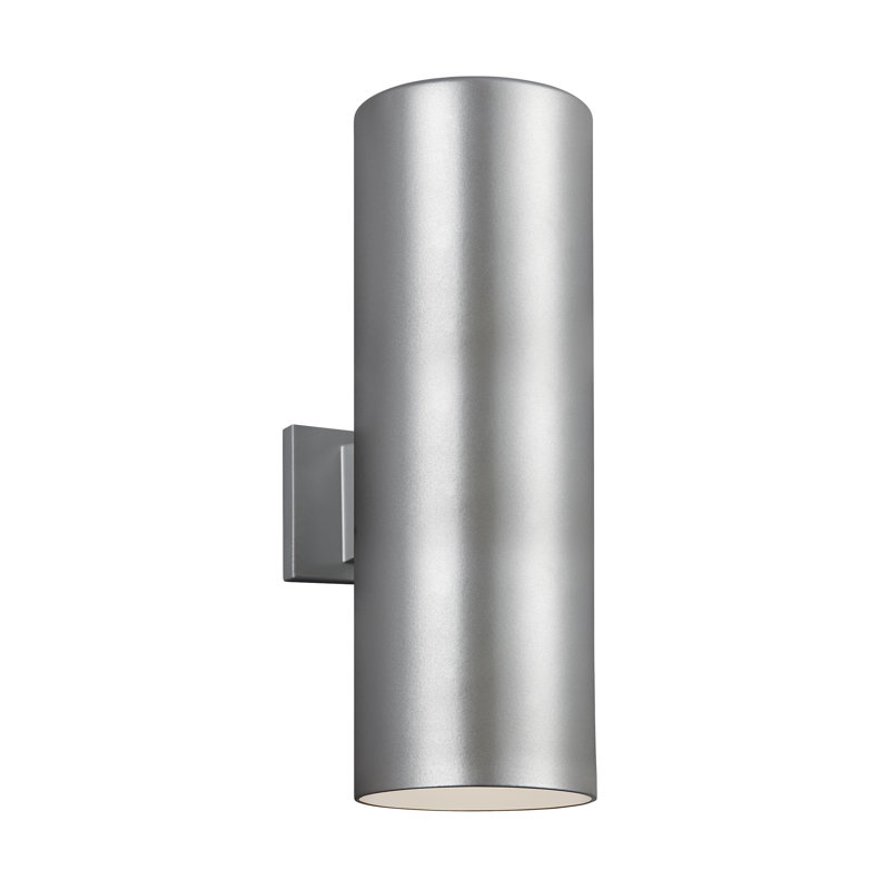 Applique murale d'extérieur à 2 ampoules Dylan, H 18,25 po x l 6 po x P 6 po, Argent, Non