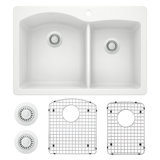 Diamond 33" L x 22" W Double Basin Dual Mount Kitchen Sink with Accessories