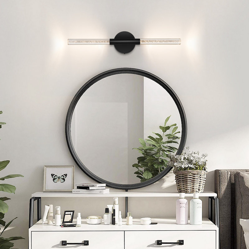 Éclairage pour salle de bain 2 lumières DEL à intensité variable, Noir mat, 24 po de largeur, 1