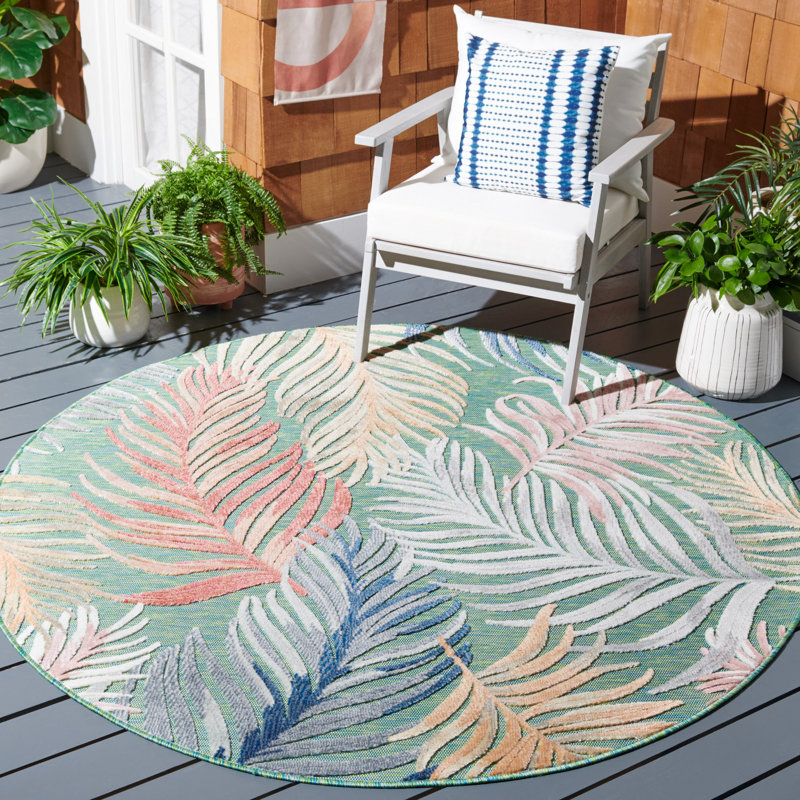 Tapis intérieur / extérieur vert / rouille Stoneham, Rond 8 pi