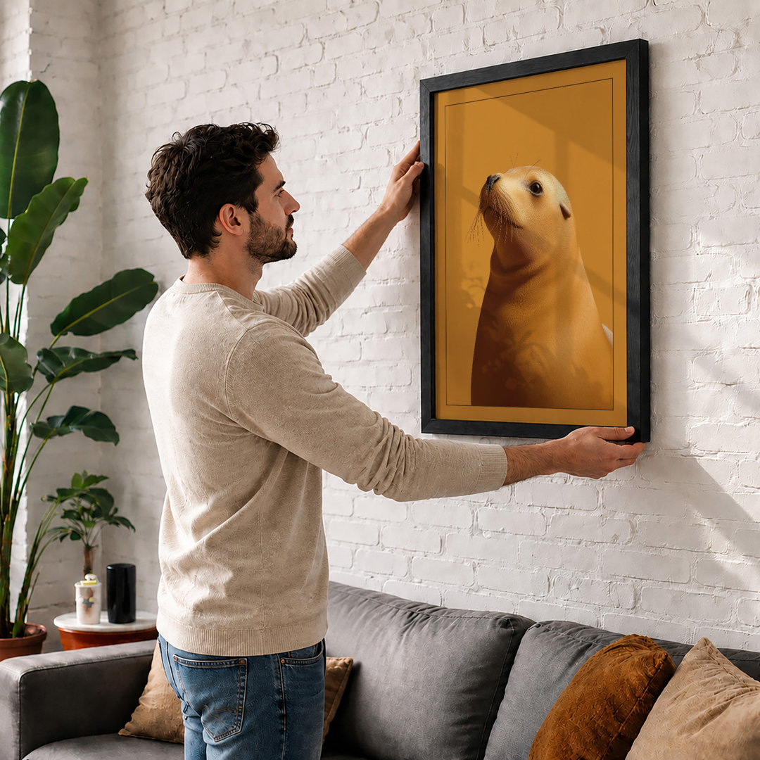 Sea Lion Portrait Coastal - Framed Print