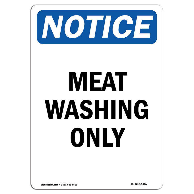 Meat Washing Only Sign