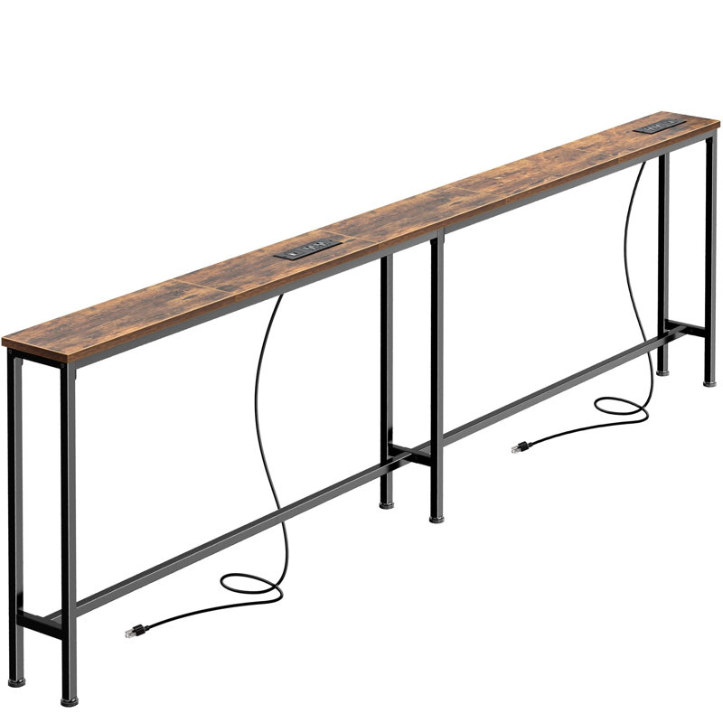 79 Inch Sofa Table With Built-In Power Outlets And USB-C Ports, Narrow Console Table With Storage For Behind Couch, Entryway Hallway Use In Small Spaces, Living Room