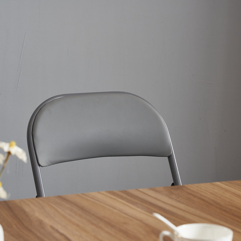 Dolly Vinyl Padded Stackable Folding Chair Set of 4, Gray